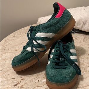 Forest Green/Hot Pink Sambas with White Stripes